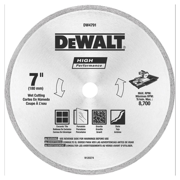Dewalt DW4791 Circular Saw Blade, 7in Dia x 0.06in T