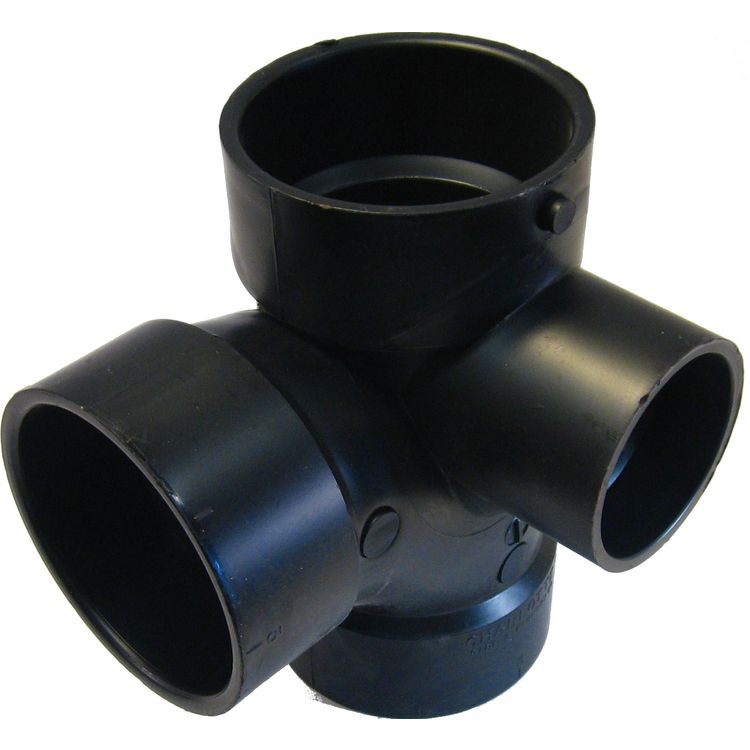3 Inch ABS Tee with 2 Inch Right Inlet, ABS Construction 662671100252