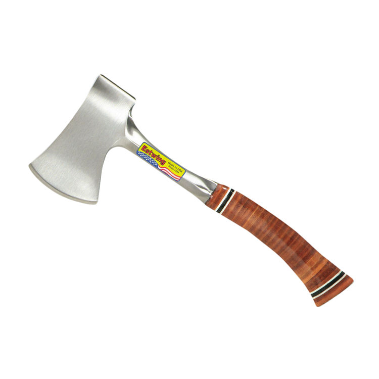 Estwing E24A Camp/Scout Axe With Shealth, 14 in OAL, Leather Grip