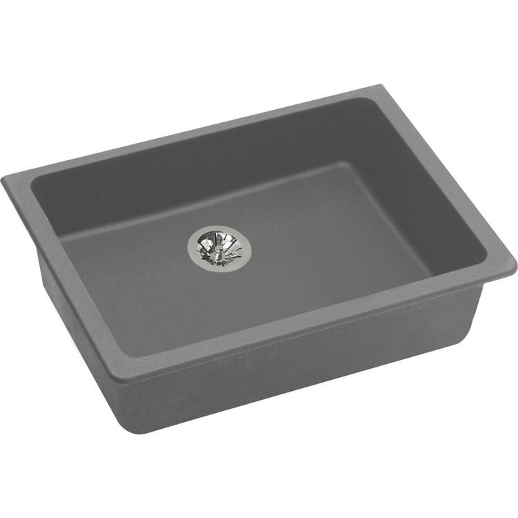 Elkay Quartz Classic ELGUAD2519PDBK0 Black Single Bowl Undermount ADA Sink with Perfect Drain