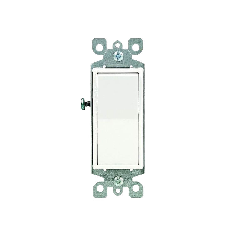 Leviton M32-05601-2WM Decora Grounding Rocker Switch, 120/277 VAC, 12 A, 1 P