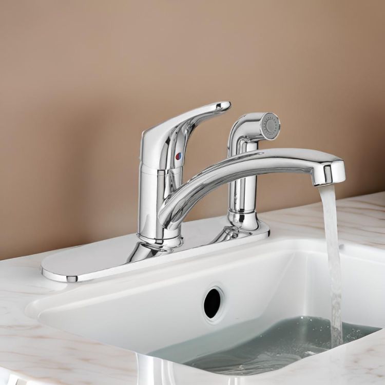 как выглядит American Standard Colony Pro Single-Handle Kitchen Faucet w/ Spray on Deck фото