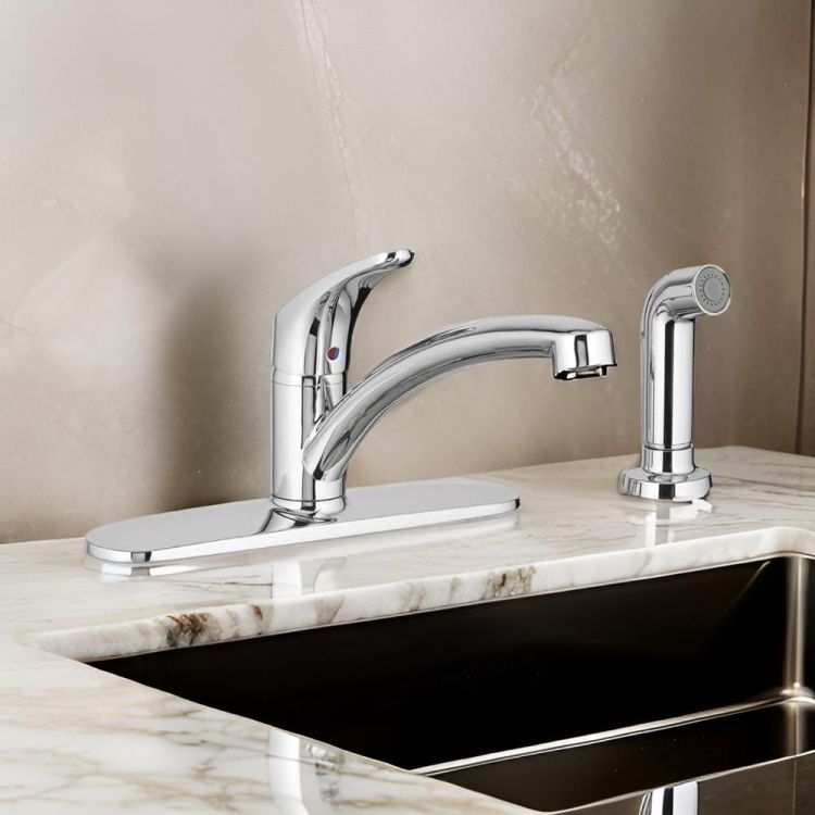 как выглядит American Standard Colony Pro Single-Handle Kitchen Faucet w/ Side Spray, Chrome фото