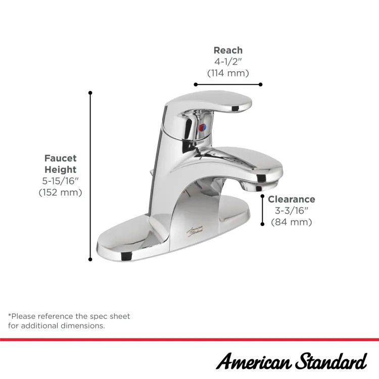 как выглядит American Standard Colony PRO 4 Centerset Bathroom Faucet with Pop-up Hole and фото