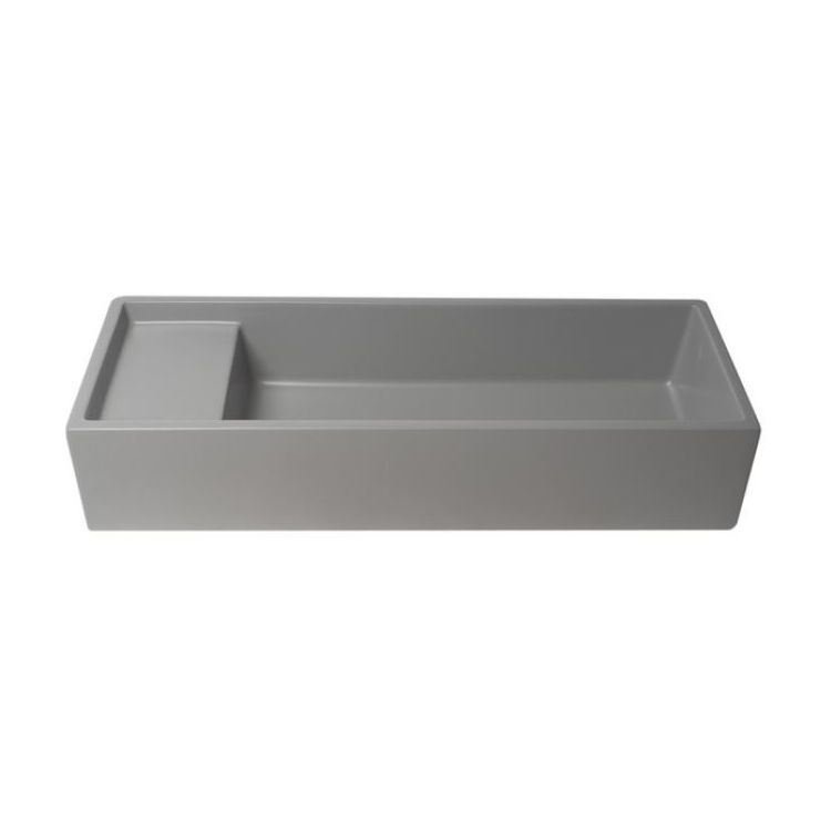 как выглядит ALFI Grey Matte 39in Above-Mount Fireclay With Center Drain, Single-Bowl фото